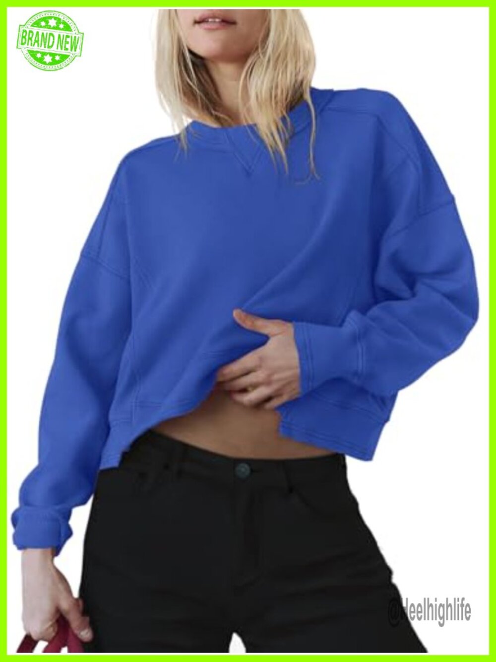 Fleece Crewneck Cropped Sweatshirt Long Sleeve Pullover